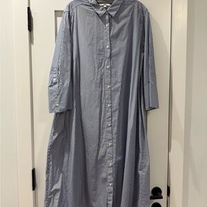 Uniqlo Striped Button-Down Trapeze Dress